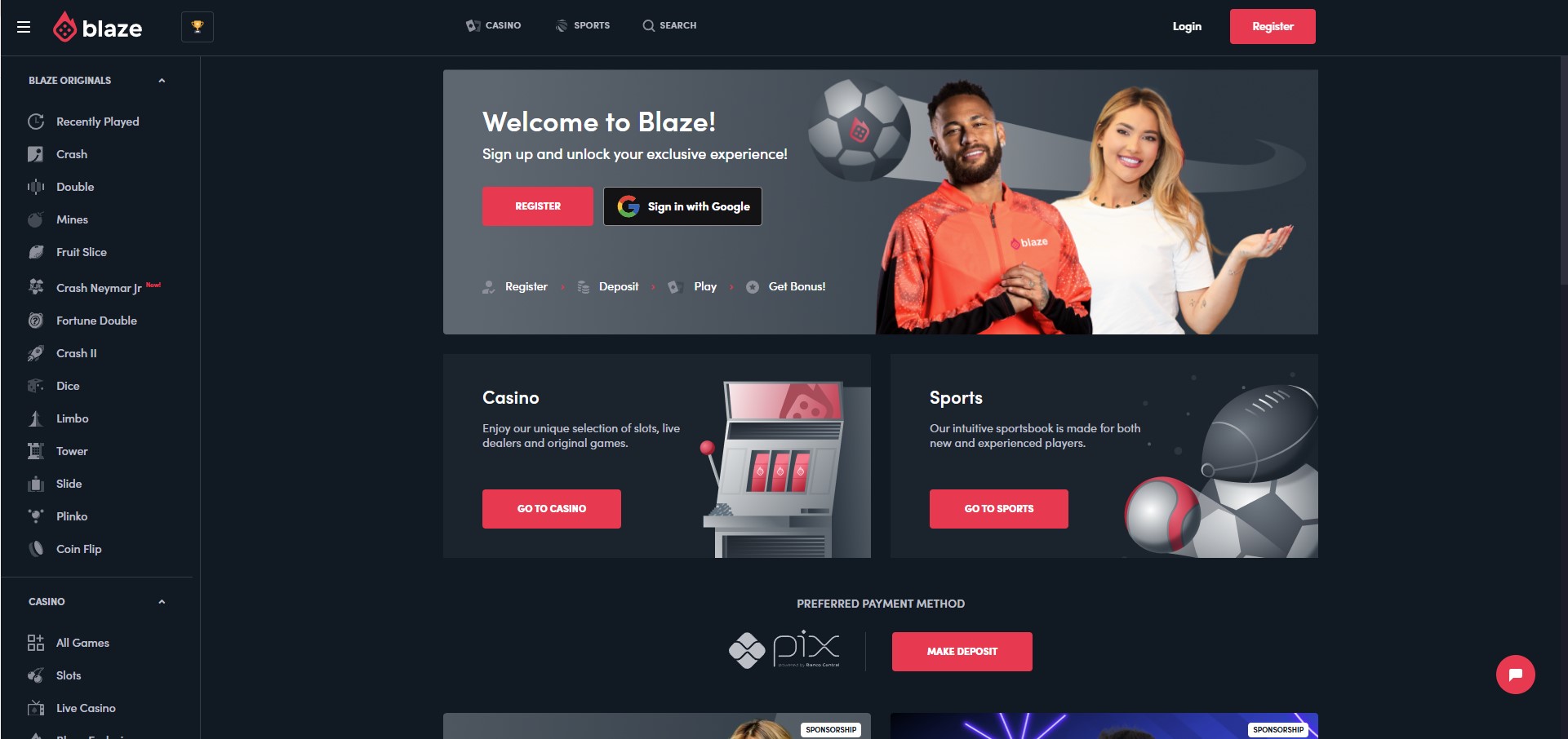 Blaze Casino bonus de bienvenue 200€ 40 free spins inscription